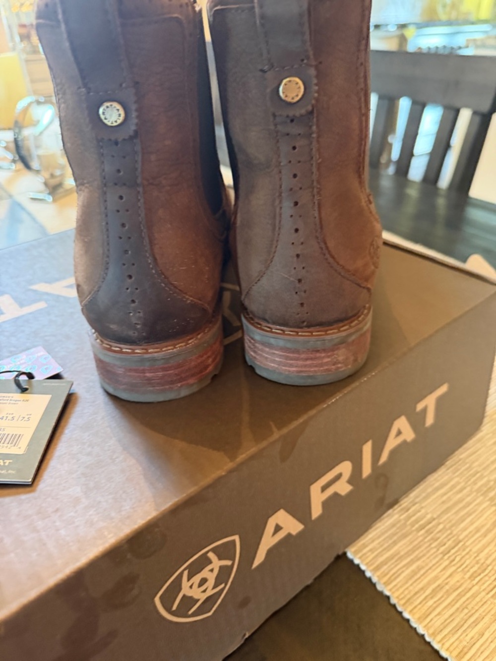 Ariat Brown Leather Ankle Booties - Picture 8 of 16